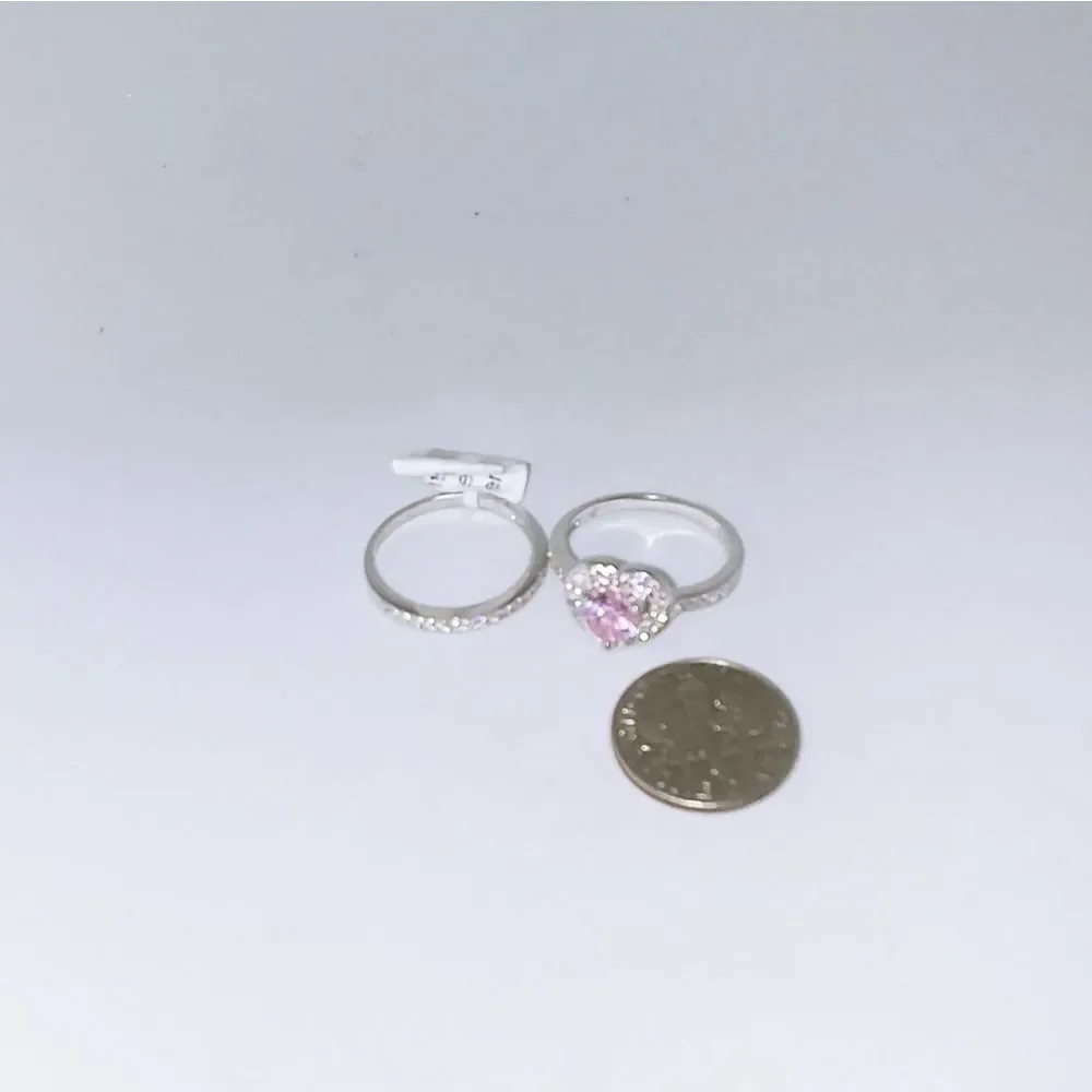 Ring Pink Cubic Zirconia Sterling Silver Size 6.5